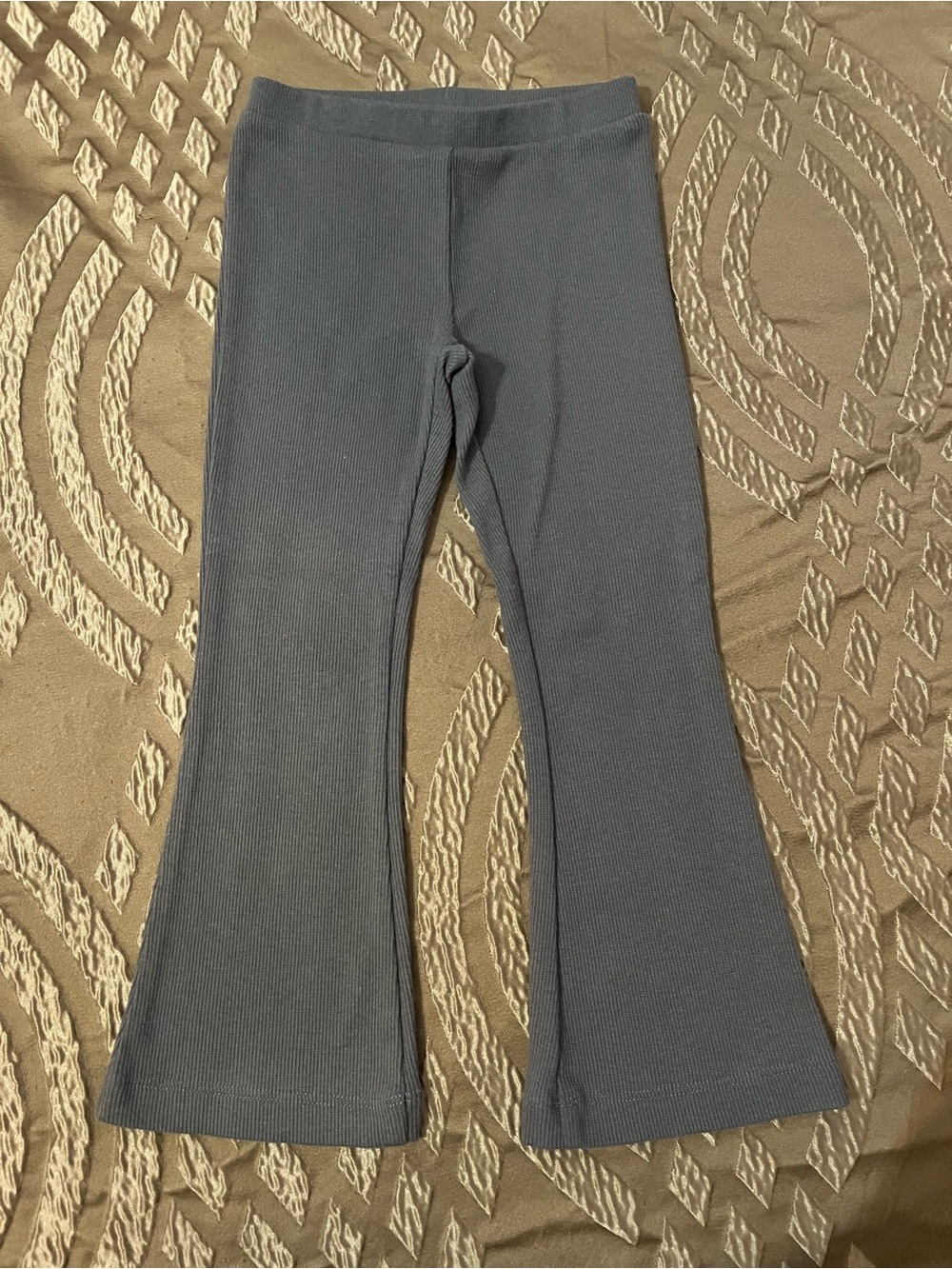 Kids Ribbed Flare Leggings - Slate Gray size 4